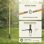 HOMERO Long Handle Steel Weeding Tool with Efficient 4-Claw Design