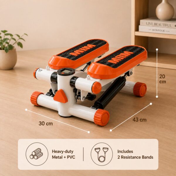 Homero Mini Fitness Stepper Machine with Adjustable Resistance Bands and LCD Display