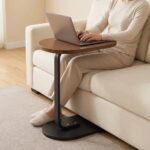 Homero Modern C Shaped Wooden Metal Side Table