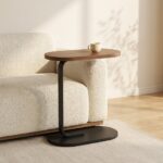 Homero Modern C Shaped Wooden Metal Side Table