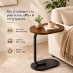 Homero Modern C Shaped Wooden Metal Side Table
