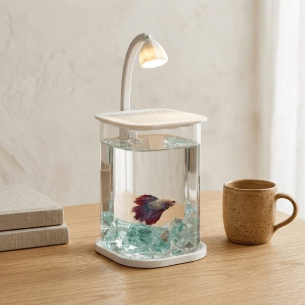 Homero Multi-Functional Ice Crystal Desktop Aquarium Setup with Lamp