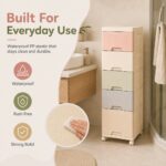 Homero Multi-Purpose Multicolor Slim Storage Cabinet with Wheels