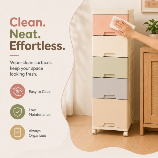 Homero Multi-Purpose Multicolor Slim Storage Cabinet with Wheels