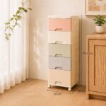 Homero Multi-Purpose Multicolor Slim Storage Cabinet with Wheels