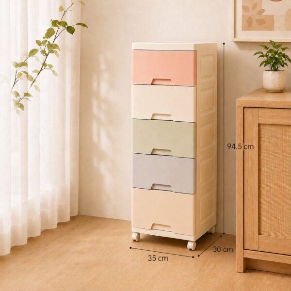 Homero Multi-Purpose Multicolor Slim Storage Cabinet with Wheels