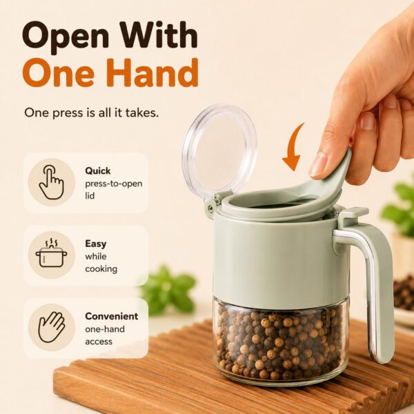 Homero Multi-Purpose One-Hand Operated Spice Jar with Flip Cap