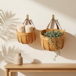 Homero Multi-Purpose Wooden Wall Hanging Storage Basket