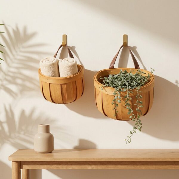 Homero Multi-Purpose Wooden Wall Hanging Storage Basket