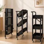 Homero Multi Tier Foldable Design Rolling Utility Storage Cart