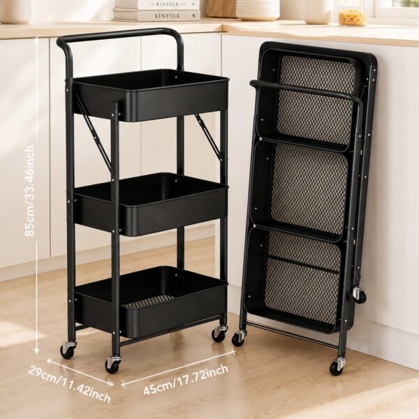 Homero Multi Tier Foldable Design Rolling Utility Storage Cart