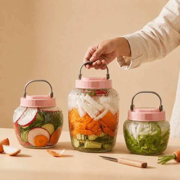 Homero Multi-Use Glass Jar with Handle and Airtight Lid Set of 3