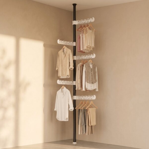 Homero Multi-Wing Heavy-Duty Telescopic Clothes Rack - Matte Black 3.1 Meter