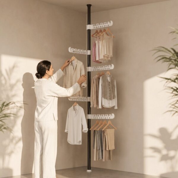 Homero Multi-Wing Heavy-Duty Telescopic Clothes Rack - Matte Black 3.1 Meter