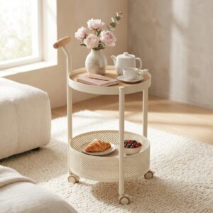 Homero Multipurpose Art Side Table Brown Glass Top - 2 Layer