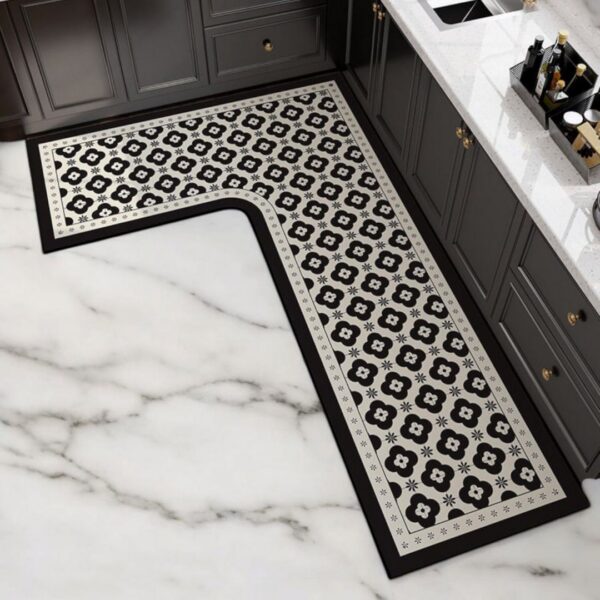 Homero Non-Slip L-Shaped Kitchen Rug with Rubber Backing