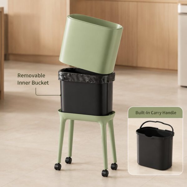 Nordic Style High Foot Push Lid Trash Can - 16L