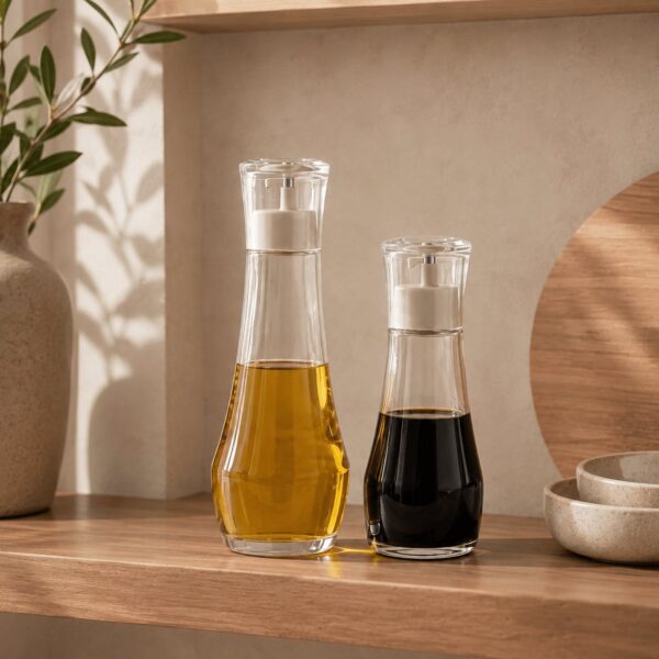 Homero Premium Glass Oil Dispenser with No-Drip Spout for Kitchen Use