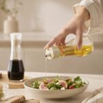 Homero Premium Glass Oil Dispenser with No-Drip Spout for Kitchen Use