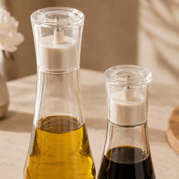 Homero Premium Glass Oil Dispenser with No-Drip Spout for Kitchen Use