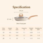 Homero Premium Maifan Granite Non Stick Fry Pan with Lid Induction Compatible