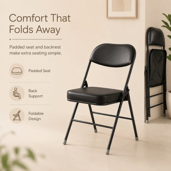 HOMERO Premium Heavy-Duty Metal Folding Padded Seat Backrest Chair