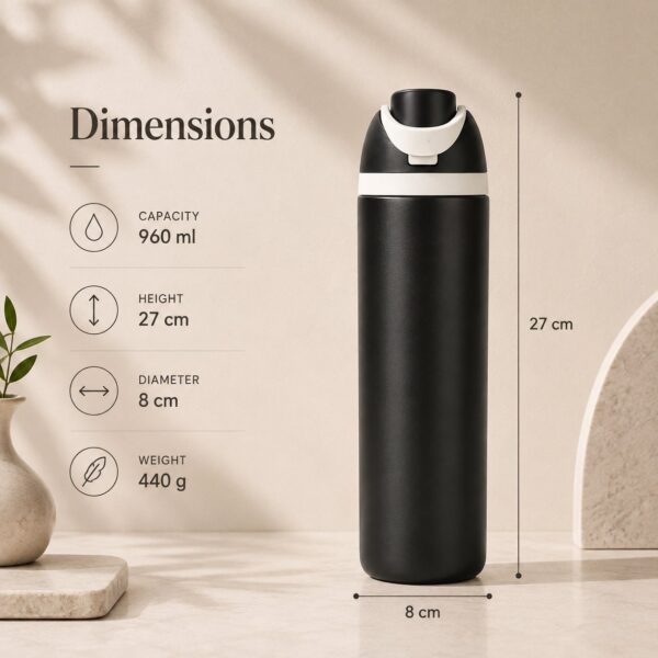 Premium Insulated Stainless Steel BPA Free Water Bottle - 960ml