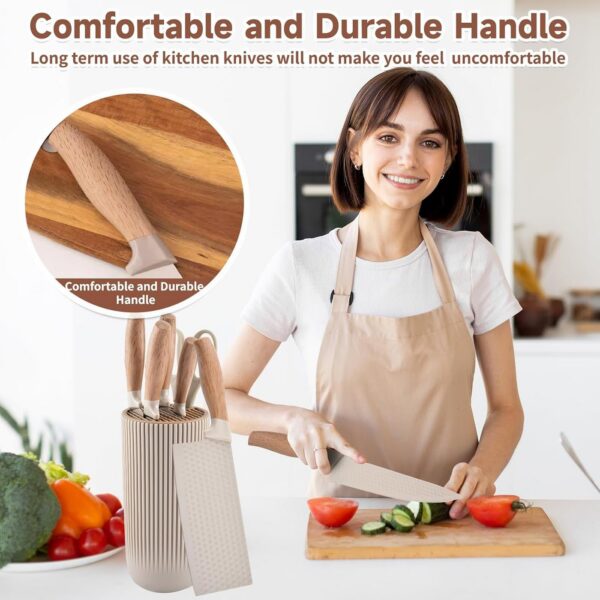 Homero Premium Khaki Kitchen Knife Set With Stylish Knife Block - 6 Piece Set