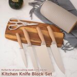 Homero Premium Khaki Kitchen Knife Set With Stylish Knife Block - 6 Piece Set