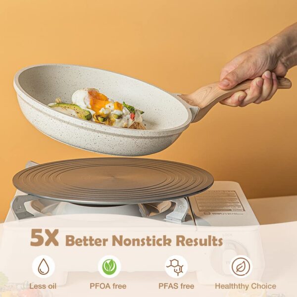 HOMERO Premium Maifan Granite Non Stick Fry Pan with Lid Induction Compatible (20cm)