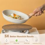 HOMERO Premium Maifan Granite Non Stick Fry Pan with Lid Induction Compatible (24cm)