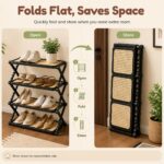 HOMERO Rattan Textured Foldable Multi Layer Shoe Rack