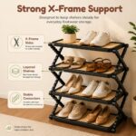 HOMERO Rattan Textured Foldable Multi Layer Shoe Rack
