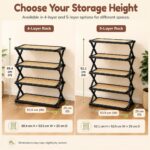HOMERO Rattan Textured Foldable Multi Layer Shoe Rack