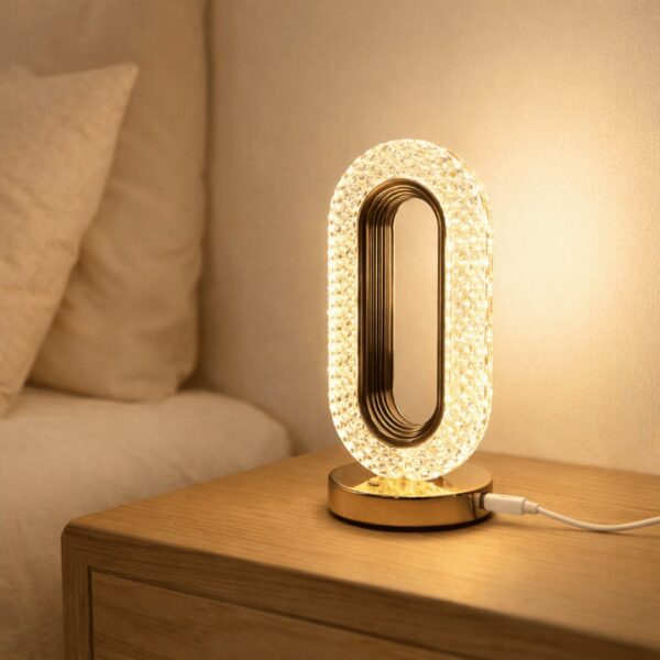 Homero Romantic Crystal Table Lamp Touch Control USB Rechargeable Gold Finish