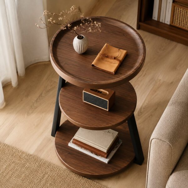 HOMERO Sepia Circular Reclaimed Classic Wood Table