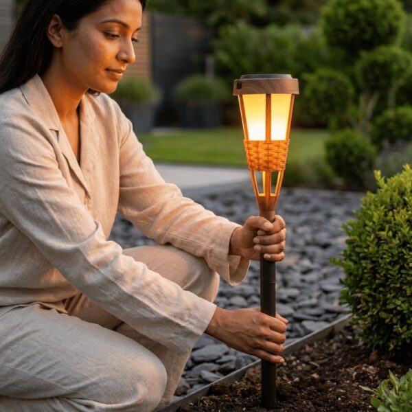 Homero Solar Flame Garden Light Outdoor Waterproof Design