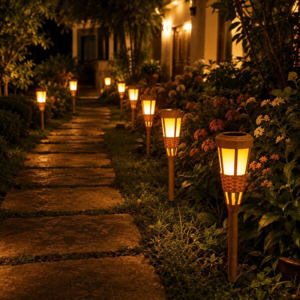 Homero Solar Flame Garden Light Outdoor Waterproof Design