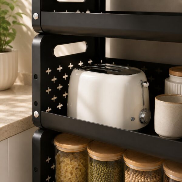 Space Saving Utility Storage Rack with Wheels and Ventilated Shelves 4 Layer