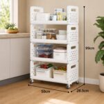 Space Saving Utility Storage Rack with Wheels and Ventilated Shelves 4 Layer