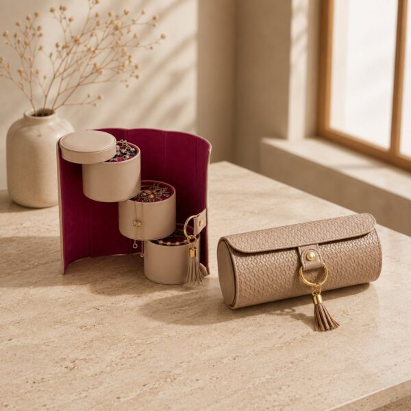 Homero Stylish and Portable 3-Layer Foldable Jewellery Case