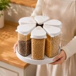 Homero 360 Degree Transparent Grain Storage Container with Rotating Base - 670ml Capacity