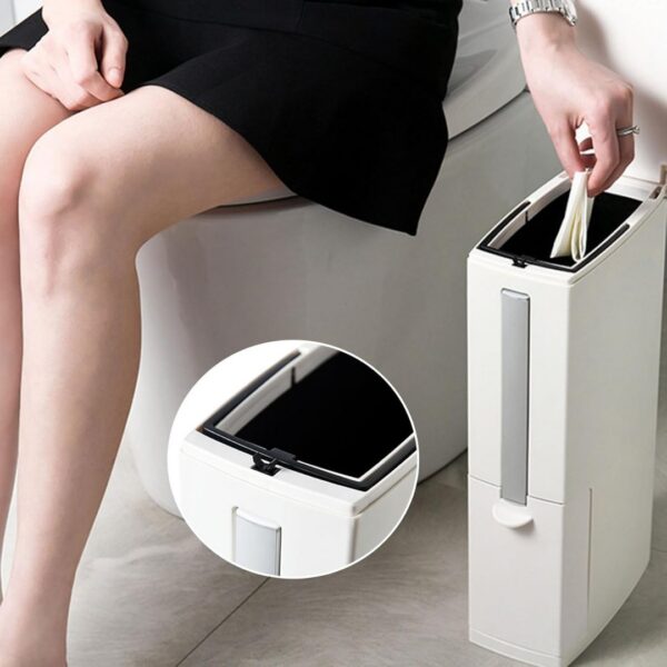 Homero Ultra Slim Bathroom Trash Can with Toilet Brush - 4L
