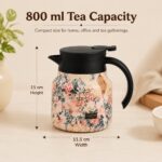 Homero Vintage Floral Stainless Steel Elegant Insulated Teapot - 800ml