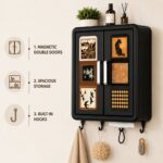 Homero Vintage Style Double Door Wall Mounted Storage Box with Hooks