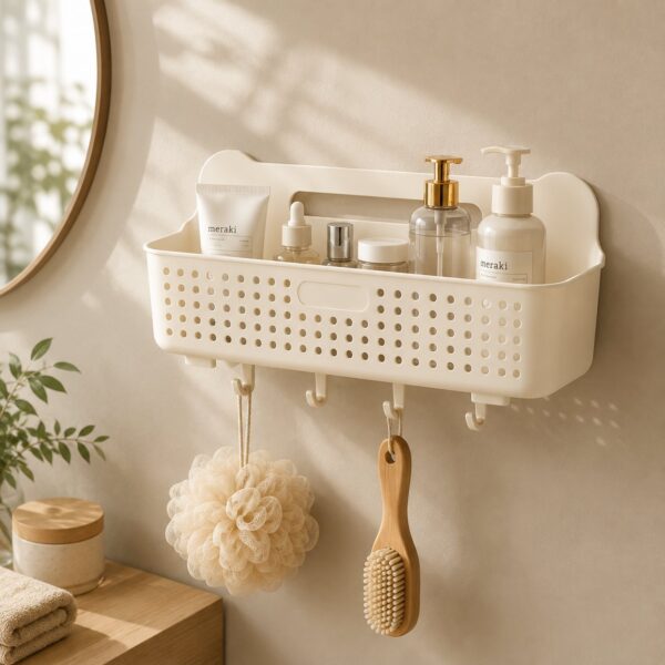 Homero Wall-Mounted Multi-Purpose Storage Basket with Hooks
