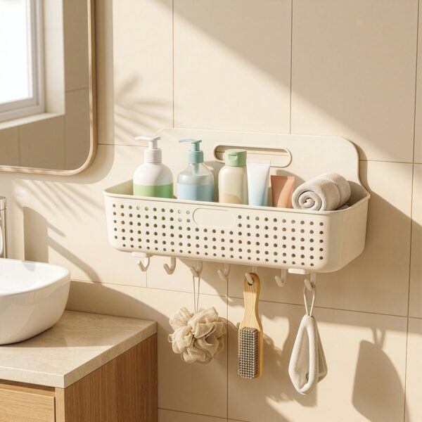 Homero Wall-Mounted Multi-Purpose Storage Basket with Hooks