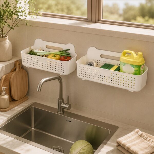 Homero Wall-Mounted Multi-Purpose Storage Basket with Hooks