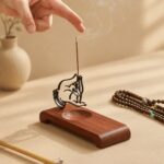 Homero Wooden Base Zen Metal Hand Incense Holder - 16cm