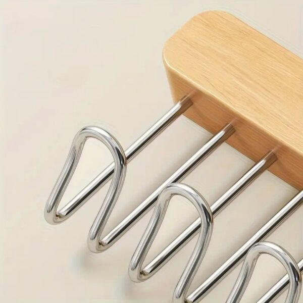Homero No-Drill Wooden Pull-Out Sliding Closet Organizer-12 Hooks